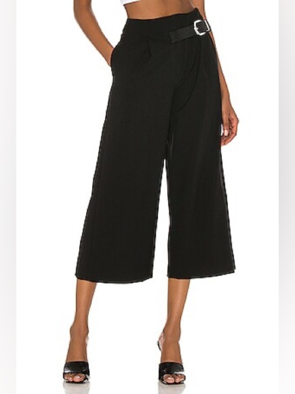 Alice + Olivia Adelina Tab Belt Pants Wide Leg Crop Quiet Luxury Academia 8